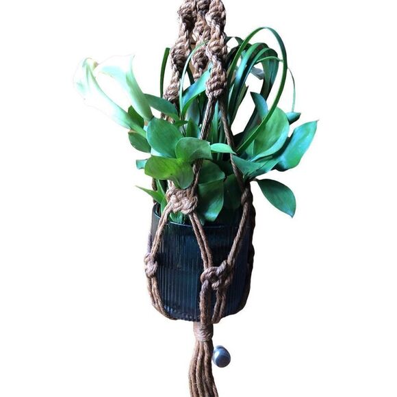 vintage macrame midcenury plant hanger - Picture 1 of 5